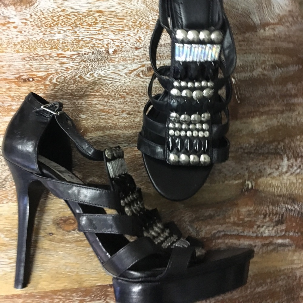 BCBGeneration Women's Black Studded Platform Heels NWOB